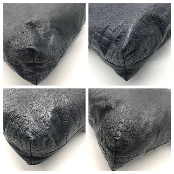 Luri Navy Genuine Embossed Leather Convertible Crossbody Bag - Picture 8 of 12